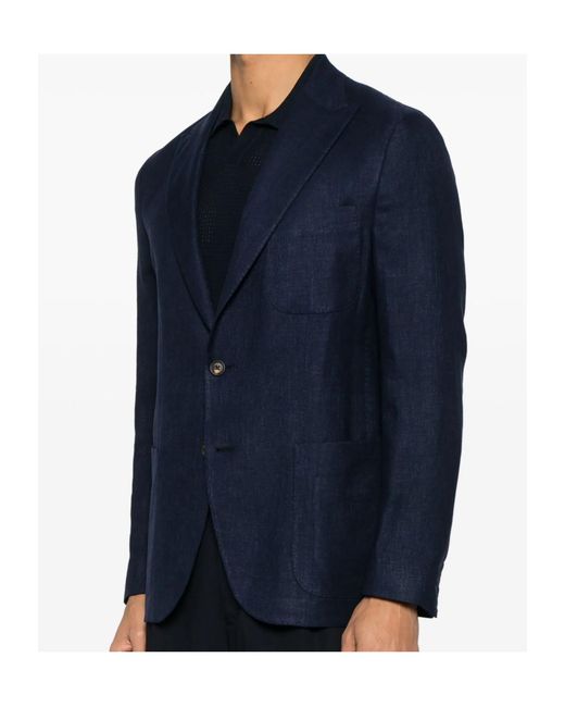 Eleventy Blue Blazer Front-Button Jacket for men