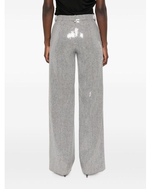 ERMANNO FIRENZE Gray Sequin-Embellished Houndstooth Trousers