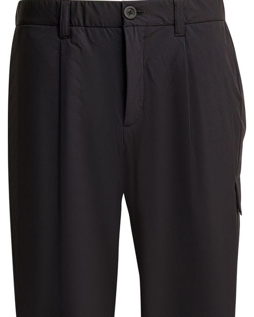 Herno Black Pleated Cargo Pants for men