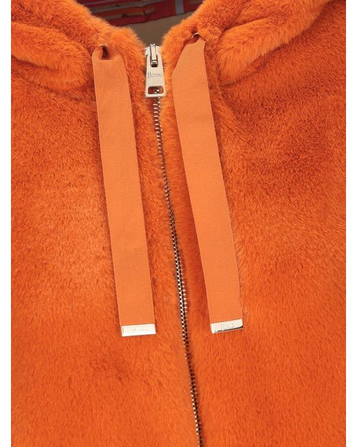 Herno Orange Drawstring-Hood Zip-Up Jacket