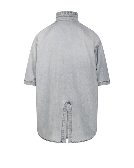 DARKPARK Gray High-Neck Short Sleeved Shirt