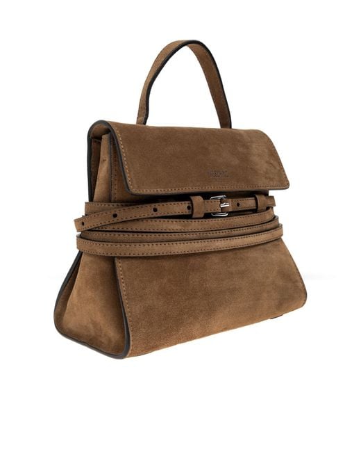Moschino Brown Logo Detailed Top Handle Handbag