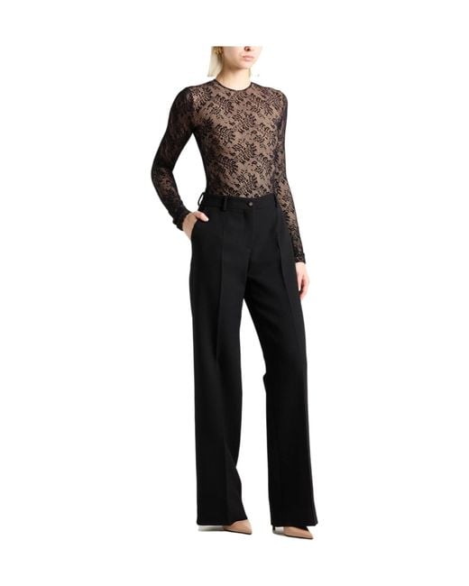 Balenciaga Brown Lace Long-Sleeve Top