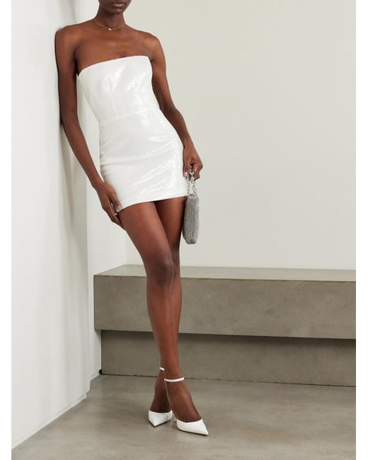 Alex Perry White Strapless Sequin Dress