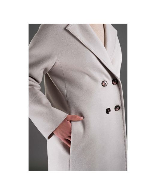 Moorer Gray Double-Breasted Long Coat