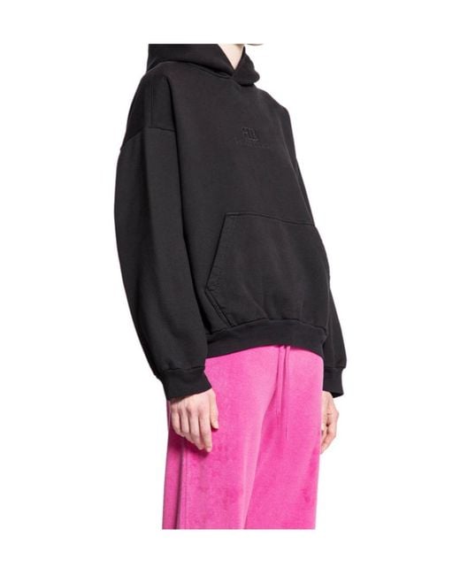 Balenciaga Black Bb Logo Embossed Hoodie