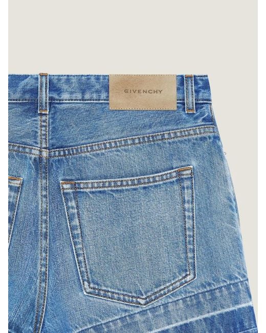 Givenchy Blue Frayed-Hem Denim Shorts