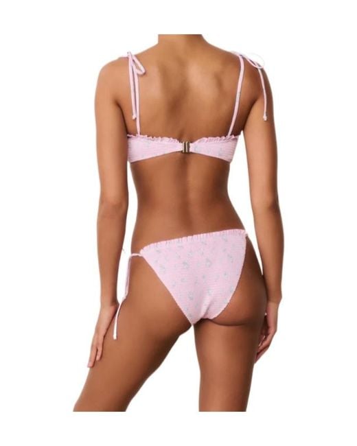 LoveShackFancy Pink Quinley Ruffled Bikini Set