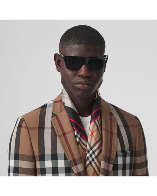 Burberry White Archive Campaign-Print Silk Scarf for men