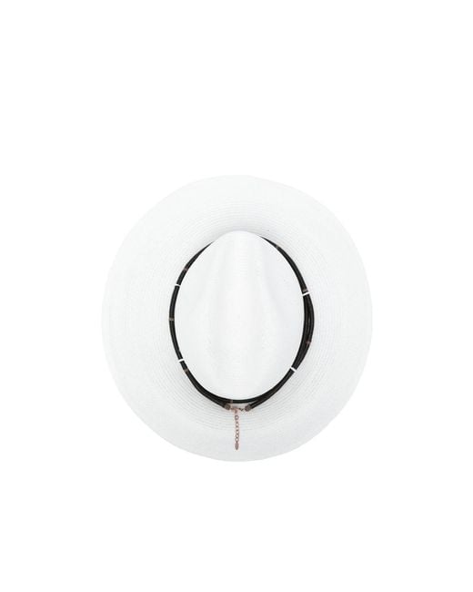 Brunello Cucinelli White Embellished Wide-Brim Fedora