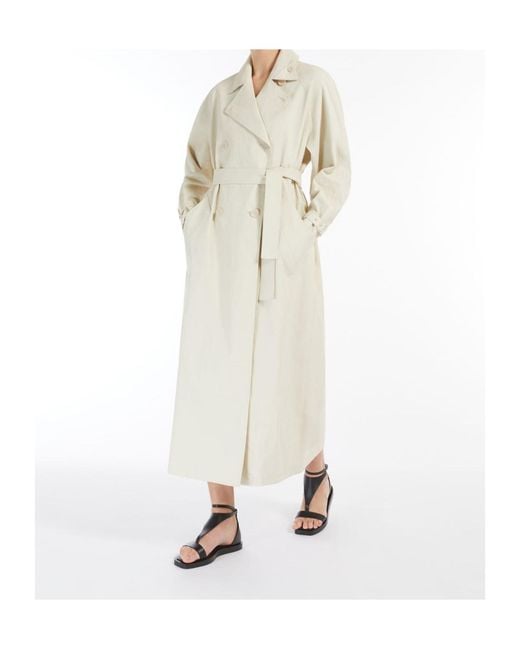 Max Mara White Ronco Belted Button-Up Trench Coat