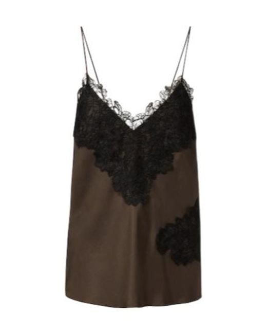 Rohe Black Lace-Trimmed Silk Satin Camisole
