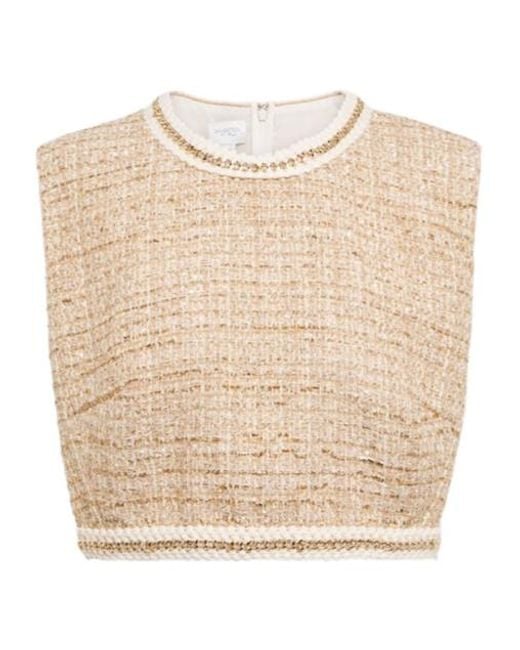 Giambattista Valli Natural Embellished Tweed Crop Top