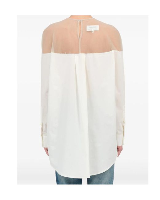 MM6 by Maison Margiela White Panelled Long Sleeved Shirt
