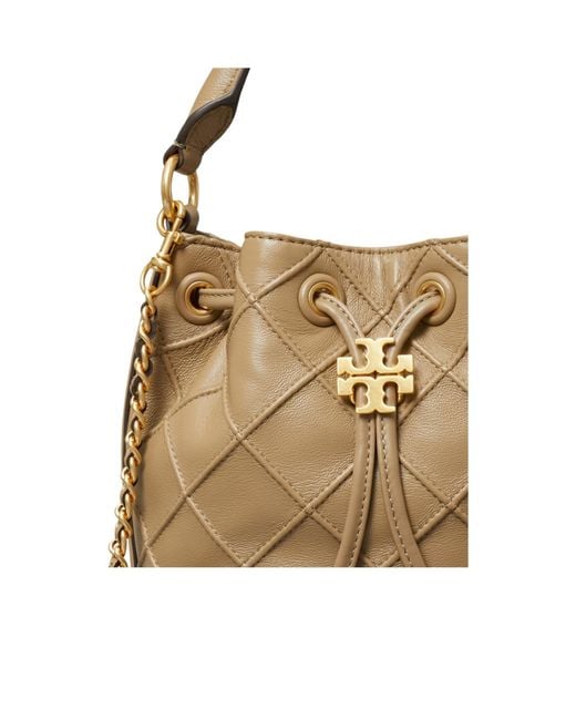 Tory Burch Natural Fleming Drawstring Bucket Bag