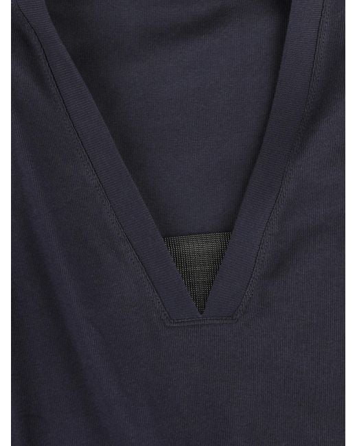 Brunello Cucinelli Blue V-Neck Top