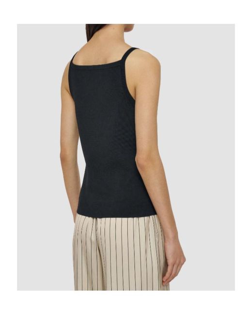 Joseph Black Square-Neck Rib Knit Viscose Tank
