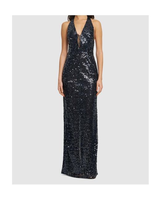 16Arlington Black Eima Sequined Open Back Gown