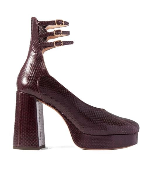 Chloé Purple Loti Snake-Effect Leather Platform Pumps
