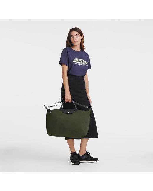 Longchamp Green Le Pliage Logo Embossed Zipped Shoulder Bag