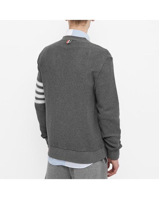 Thom Browne Gray Striped V-Neck Cardigan for men