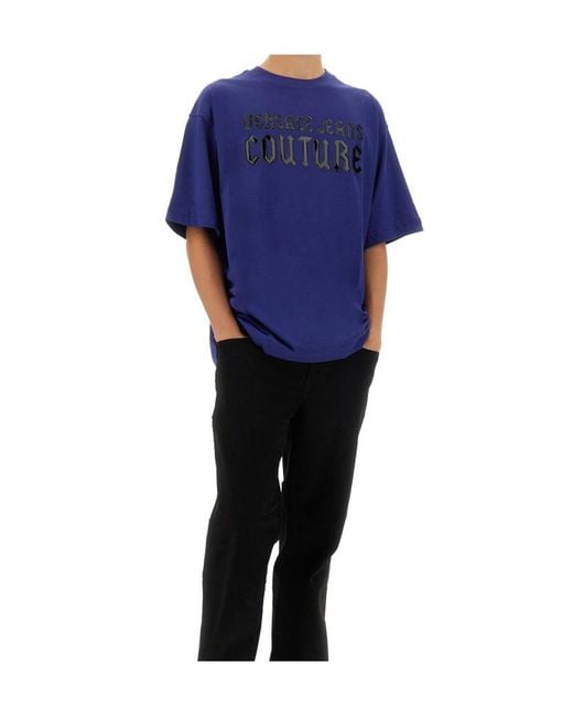 Versace Jeans Blue Couture Logo-Patch Crewneck T-Shirt for men
