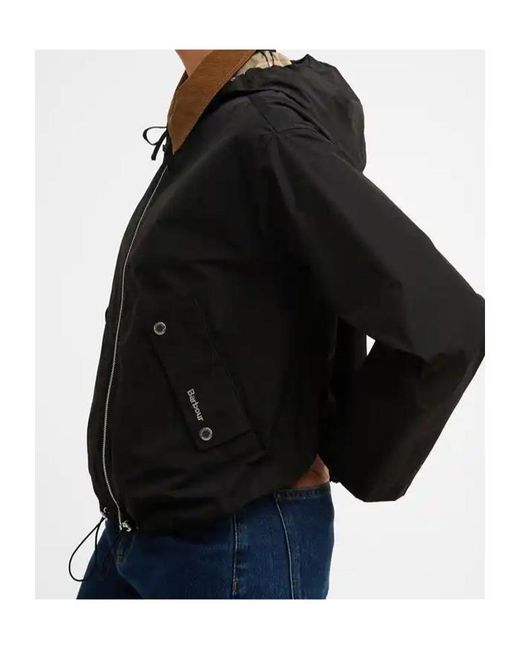 Barbour Black Hooded Bomber Jacket