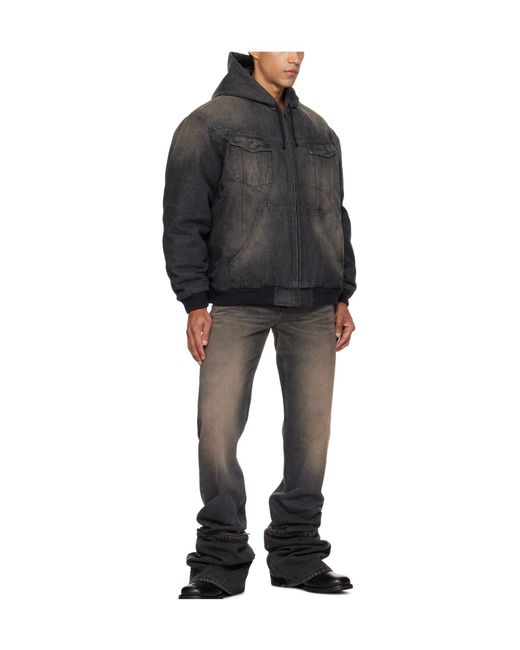 Egonlab Gray Hooded Denim Jacket for men