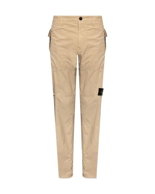 Stone Island Natural Compass-Badge Tapered Trousers for men