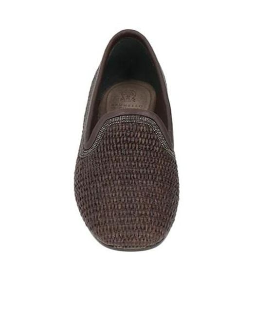 Brunello Cucinelli Brown Round Toe Solid Color Slippers