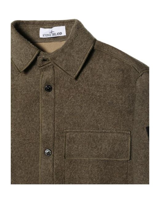 Stone Island Green Snap-Button Shirt Jacket for men