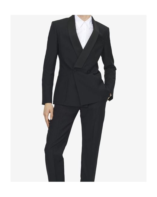 McQueen Blue Double-Breasted Shawl-Lapel Blazer for men