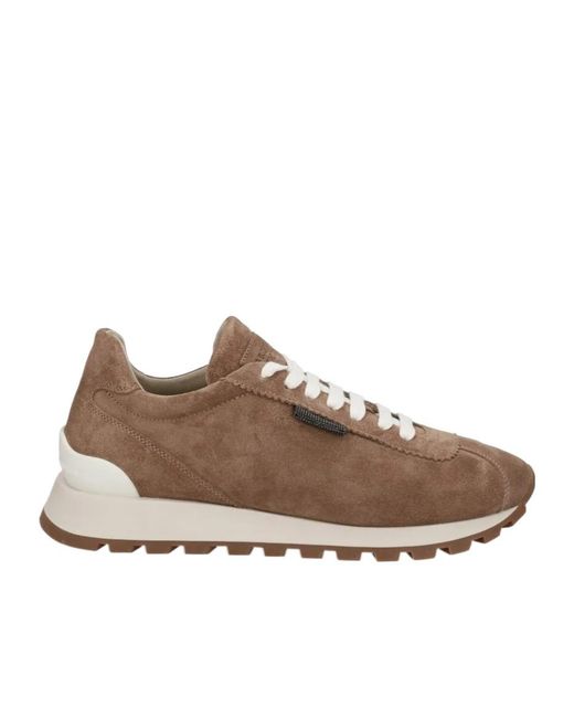 Brunello Cucinelli Brown Panelled Low-Top Sneakers