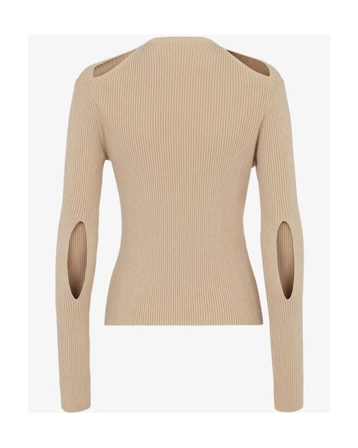 Fendi Natural Buttoned Long-Sleeved Cardigan