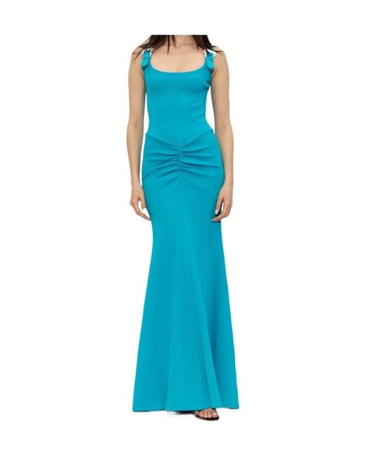 Versace Jeans Blue Couture Buckled Long Dress