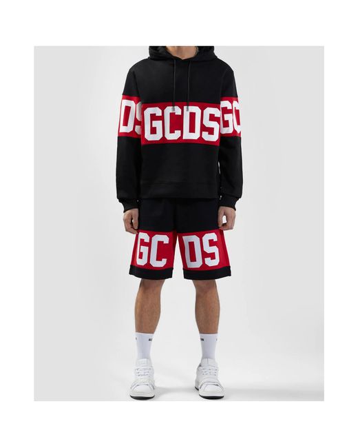 Gcds Red Logo Band Drawstring Shorts for men