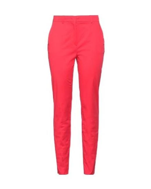 Max Mara Red Minimal Solid Twill Trousers