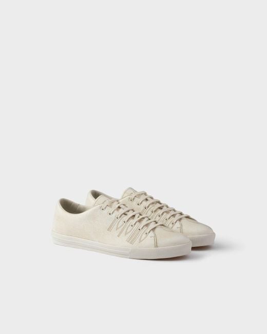 Prada White Logo-Embossed Lace-Up Sneakers for men