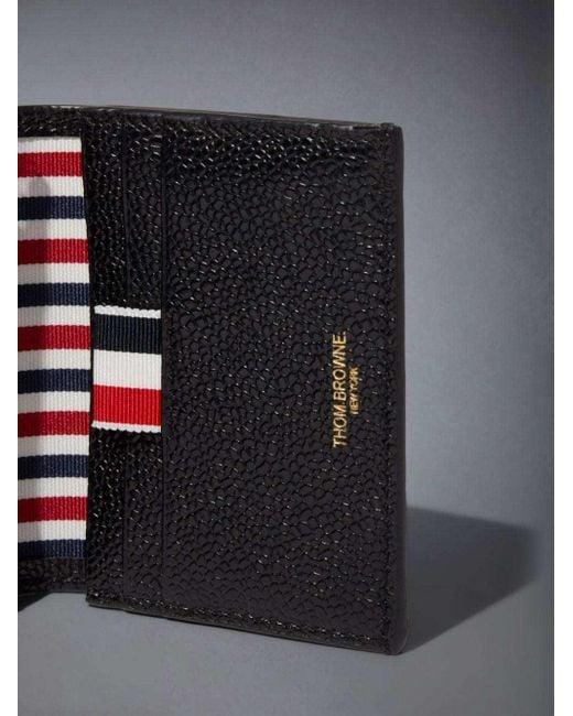 Thom Browne Black Stripe-Detailed Bi-Fold Cardholder for men