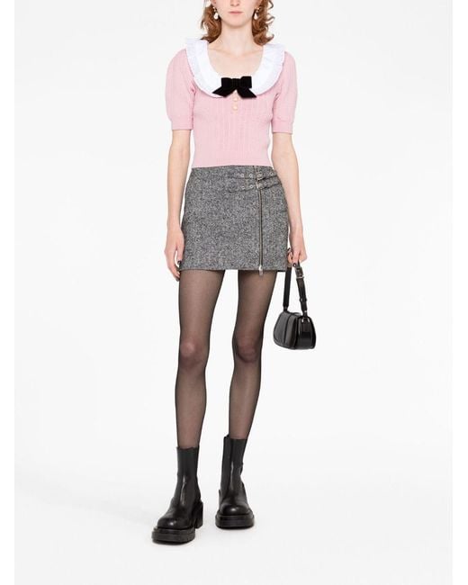 Alessandra Rich Gray Alessandra Buckled Miniskirt