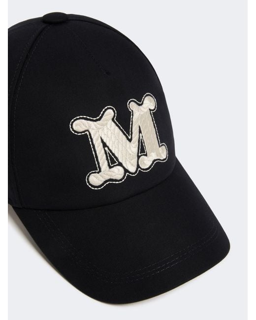 Max Mara Black Ribaldo Logo Embroidered Baseball Cap