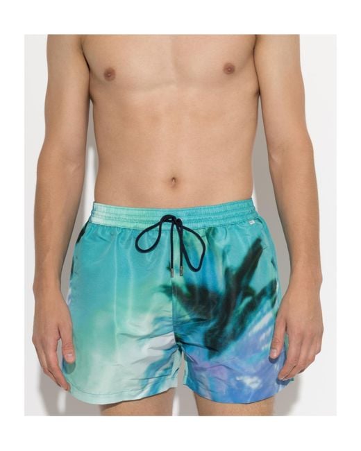 Paul Smith Blue Drawstring Swim Trunks for men