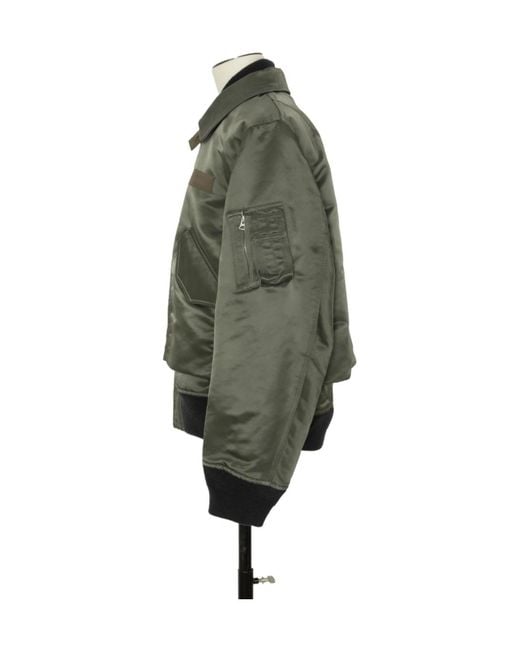 Sacai Green Cotton Nylon Twill Blouson for men