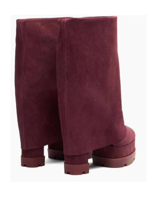Casadei Purple Nancy Fold-Over Platform Boots