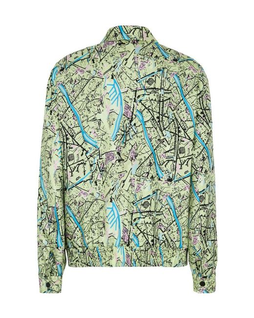 Fendi Green Map Reversible Long-Sleeved Shirt for men