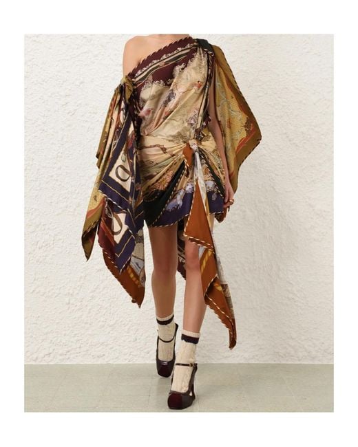 Zimmermann Brown Draped Scarf-Style Dress