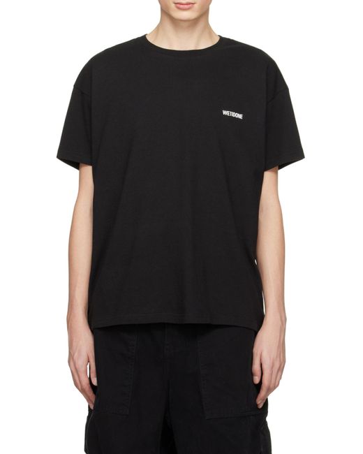 we11done Black Logo-Print Cotton T-Shirt for men