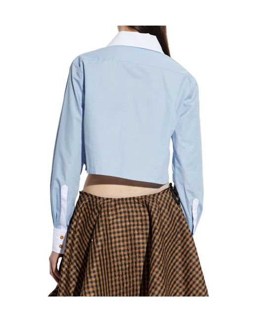 Vivienne Westwood Blue Cut-Out Cropped Shirt