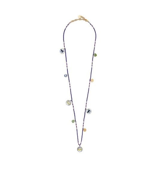 Marni White Charm-Detail Beaded Necklace