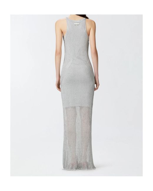 Pinko White Sleeveless Knitted Long Dress